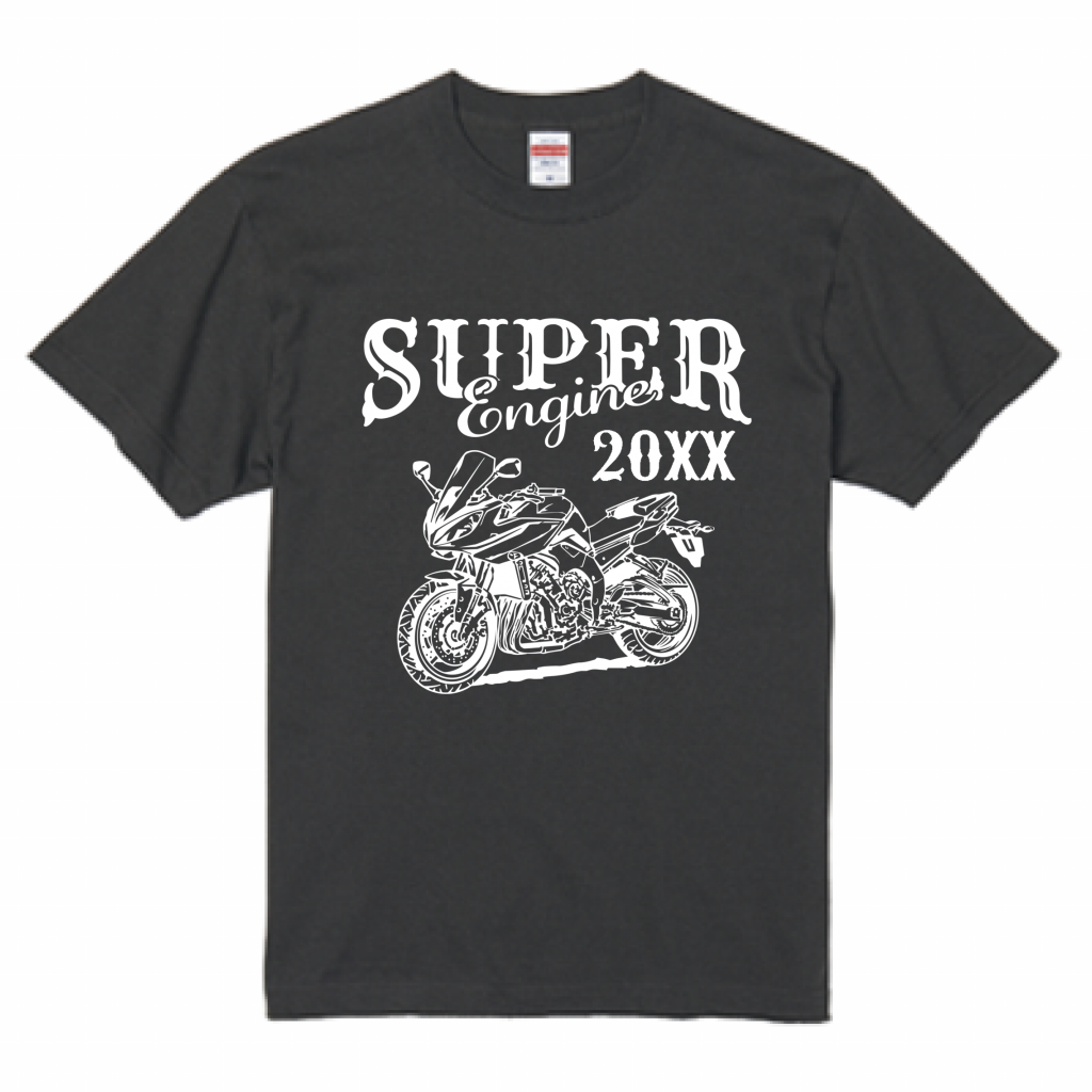 United Athle 5.6oz Tシャツ バイクのイラスト入りプリントTシャツを